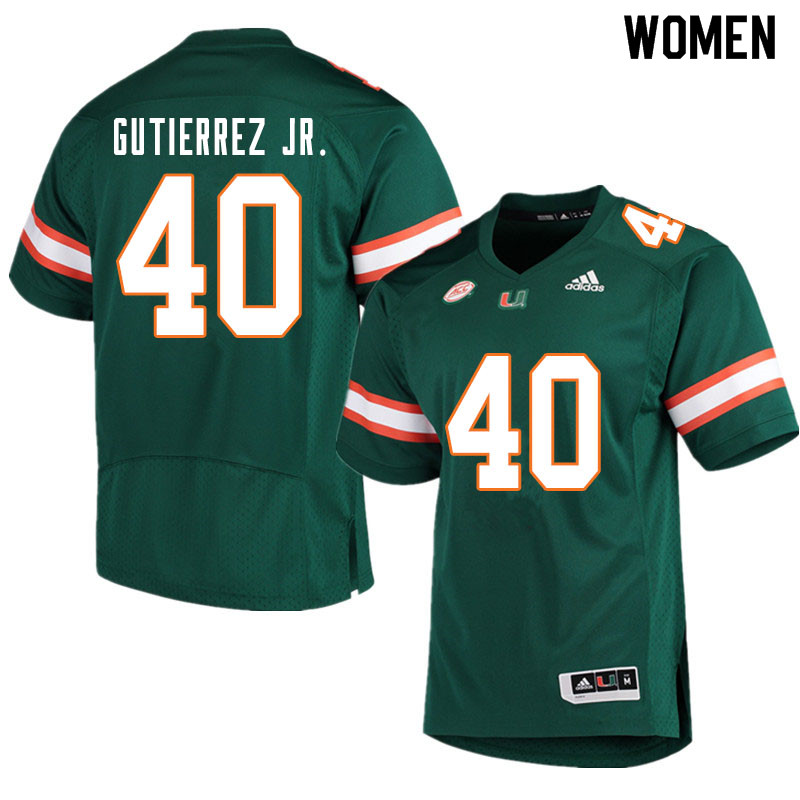 Women #40 Luis Gutierrez Jr. Miami Hurricanes College Football Jerseys Sale-Green - Click Image to Close